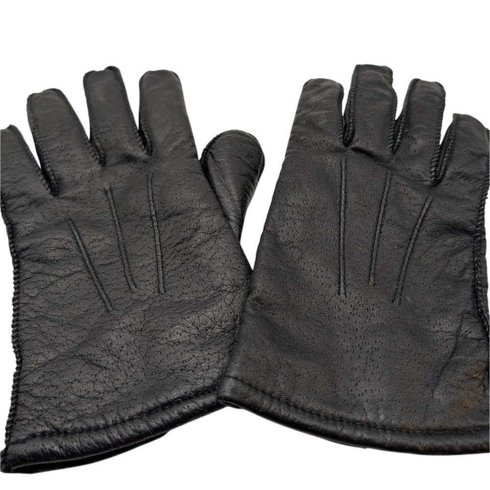 Vintage Pownes‎ Genuine Leather Gloves Driving Lined Black Womens Size Large